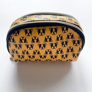 Dabney Lee Yellow and Navy Boston Terrier Patterned Cosmetic Bag